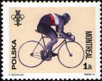 (1976-033) Марка Польша "Велогонки"    Летние Олимпийские игры 1976, Монреаль II Θ